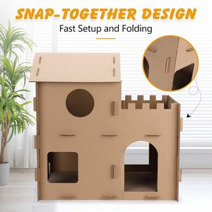 <span class=keywords><strong>Casa</strong></span> <span class=keywords><strong>de</strong></span> Cartón para Gatos, <span class=keywords><strong>de</strong></span> Múltiples Niveles, con Rascador, Cama y Escondite para Gatos <span class=keywords><strong>de</strong></span> Interior, Conejos y Mascotas Pequeñas - Product Image 5