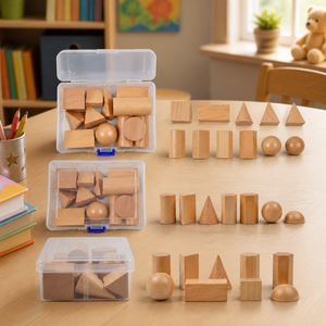 Set Montessori Geometrico in <span class=keywords><strong>Legno</strong></span> di Faggio Naturale Ecologico <span class=keywords><strong>per</strong></span> l'Apprendimento Precoce, Blocchi Artistici Educativi all'Ingrosso - Product Image 3