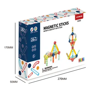 Hot Selling 64 pcs Magnetic Sticks Toy Educational Construction Blocks Building Magnetic Bar Magnet Toys for Kids