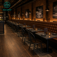 Table carrée en pierre frittée personnalisée Ron Group, chaise en métal durable, banquette capitonnée à dossier haut pour restaurant