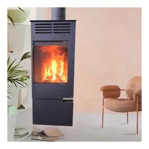 Moderno Caminetto Quadrato in Acciaio <span class=keywords><strong>a</strong></span> <span class=keywords><strong>Legna</strong></span> con Mensola, <span class=keywords><strong>Stufa</strong></span> <span class=keywords><strong>a</strong></span> <span class=keywords><strong>Legna</strong></span> per Riscaldamento Interno del Soggiorno - Product Image 3
