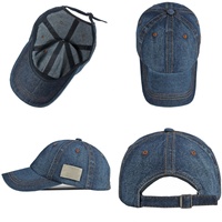 Casquette en jean vintage personnalisée avec logo, patch en toile, casquette de baseball structurée en denim pour hommes et femmes