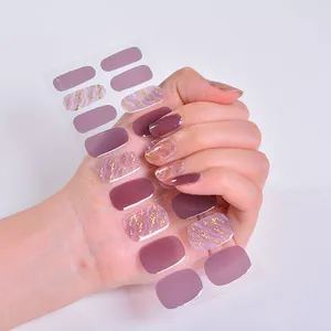 Wholesale Custom Nail Wraps Decoration Decals durable Semi Cured Gel Nail Sticker for Nail Salon Shop