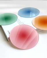 Sous-verre de tasse à café de thé de couleur de logo d'impression personnalisée isolation thermique napperons acryliques clairs couleur dégradée sous-verre acrylique rond