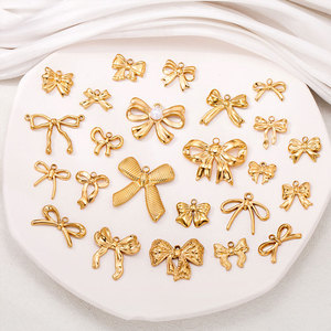 Custom DIY Luxury14k 18k Gold Plated 316L Stainless Steel <b>Bow</b> Charms for Jewelry Necklace Bracelet Bulk Jewelry Making - Product Image 3