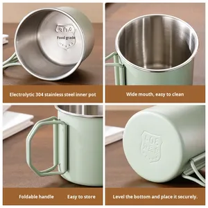 <span class=keywords><strong>Taza</strong></span> de Acero Inoxidable 304 de Una Sola Capa, Plegable, para Viajes al Aire Libre, <span class=keywords><strong>Taza</strong></span> de Doble Capa, Portátil, con Asa Colorida, Práctica <span class=keywords><strong>Taza</strong></span> para Agua - Product Image 3