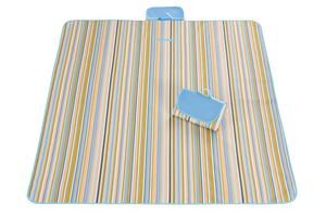 Wholesale <b>Blue</b> and Yellow Stripes Large Portable Thin Waterproof Beach <b>Blanket</b> Foldable Outdoor Mat - Product Image 4