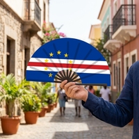 Éventail en bambou personnalisé 2026, imprimé sur mesure, motif art populaire, technique de peinture du drapeau national de Cuba, pour souvenir, vente en gros