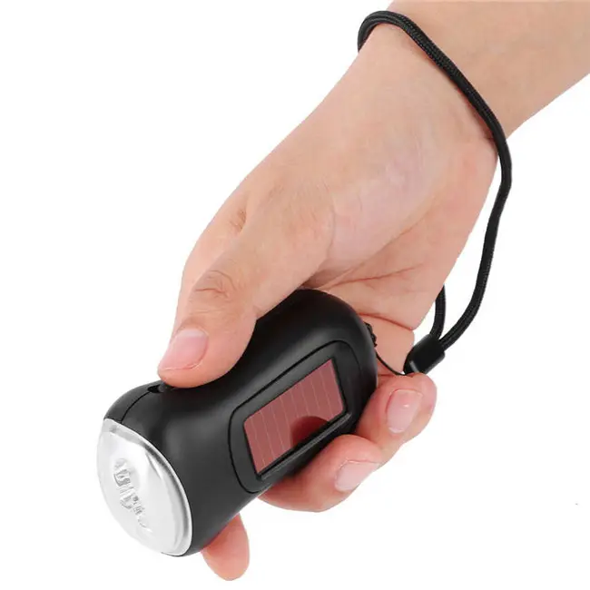 Lampe de poche Portable à lumière LED, Mini torche à manivelle, alimentée par énergie solaire d'urgence, dynano, Camping