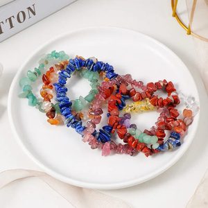 Natural <strong>Gem</strong> Stone Irregular Gravel Chip Bead Stretchy Bracelet Healing Crystal Amethyst Chip Beaded Bracelet for Women <strong>Jewelry</strong> - Product Image 2