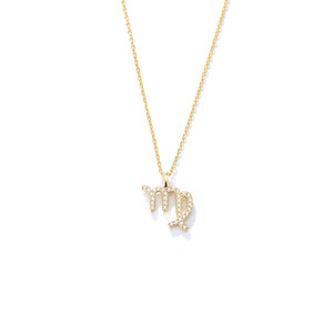 Tendance 14k 18k Plaqué Or Zircon <span class=keywords><strong>De</strong></span> Luxe En Argent Sterling 925 12 Signe Du Zodiaque Symbole Pendentif Colliers - Product Image 4