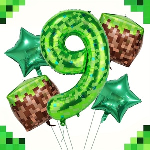 Kit de globos de papel de aluminio Digital Green Pixel Miner de 40 pulgadas Incluye números de película de poliéster 0-9 para fiesta de <span class=keywords><strong>cumpleaños</strong></span> de videojuegos - Product Image 6
