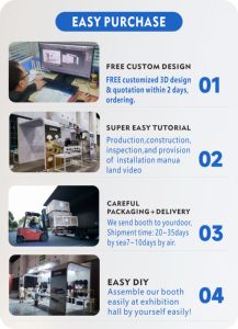 Yobocexpo tradeshow LED Backdrop thiết kế hiển thị Booth Hot triển lãm đứng quần áo móc áo đồ nội thất cho triển lãm thương mại thiết bị - Product Image 4