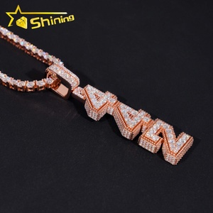 Colgante de Letra Personalizado con Nombre, Estilo Hip Hop, de <span class=keywords><strong>Plata</strong></span> de Ley 925, con Moissanita y Acabado Iced Out, Pasa Prueba de Diamante - Product Image 4
