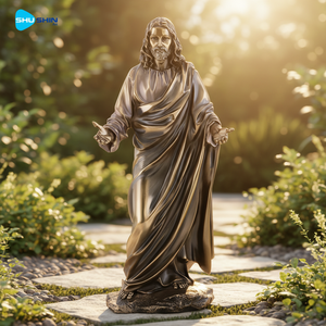 Sculpture religieuse catholique en métal moulé, modèle de jardin extérieur, taille personnalisée, bronze traditionnel, Jésus sans-abri, art religieux en bronze - Product Image 6