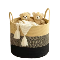 Panier à linge sale pliable en corde de coton, panier de rangement pour jouets tressé épaissi, panier de rangement de luxe léger pour cuisine et buanderie