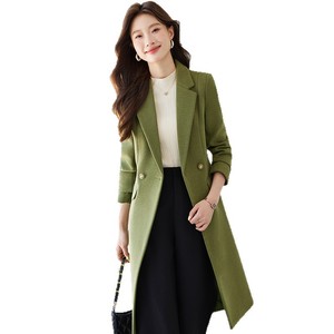 Women's Trench Coat Long Solid Color Polyester Woven Autumn Winter Workwear Outerwear - Product Image 5