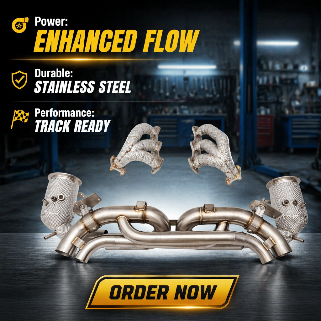 VantaFlow Performance Full Set Exhaust System for Porsche 911 992 Turbo/Turbo S 3.7T 2021-2026 T304 Manifold/Straight Downpipe/Catback