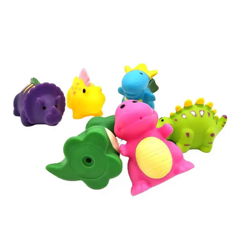 Wholesales Top Quality Rubber Animal Plastic Soft Vinyl Dinosaur Squirting Bath Toy Set for Kids