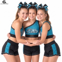 Ensemble de vêtements d'entraînement de cheerleading avec strass par sublimation, uniforme personnalisé pour l'entraînement de danse de cheerleading pour filles avec haut et short