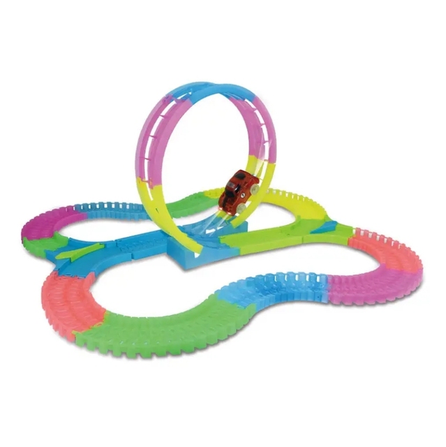 Hot Selling Diy Track Night Light Rotation Indoor Roller Coaster Toy Electric Race Car Flexible Track Play Set for Kid Toy