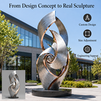 Sculpture en spirale en acier inoxydable sur mesure, artisanat métallique poli miroir, grande œuvre d'art extérieure durable pour hôtel, complexe hôtelier et jardin