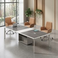 Table de conférence extensible moderne en bois avec gestion des câbles et pieds métalliques robustes pour bureaux, salles de réunion, hôtels, écoles, formations