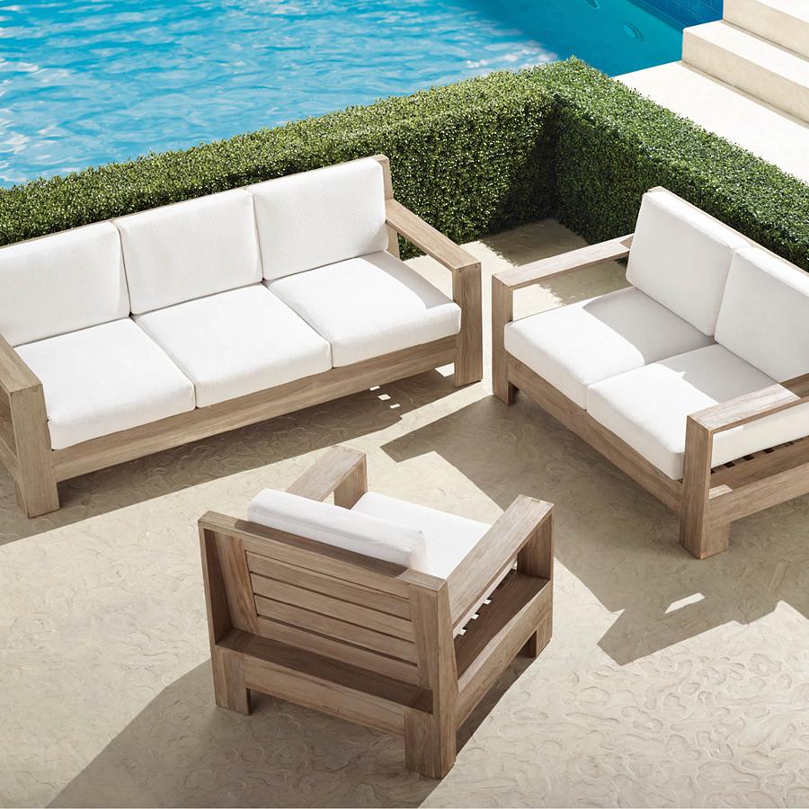 Fashion Teak Frame Balcony Sofa Set Garden Outdoor Furniture with Cushion