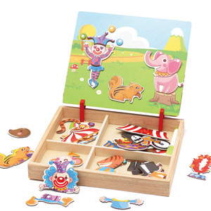 Juguetes de rompecabezas magnético DIY para niños, figuras de madera 3D/Antimals/vehículos/<span class=keywords><strong>dibujos</strong></span> de <span class=keywords><strong>circo</strong></span>, juguetes educativos de aprendizaje de madera, regalo - Product Image 1