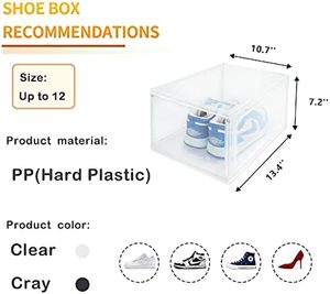 Boîte de rangement pour chaussures en acrylique transparente, pliable, à ouverture frontale, avec une capacité de 10 à 20 L - Product Image 2
