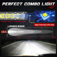 Barre lumineuse LED 20 pouces à profil bas, 60W, faisceau combiné spot et large, rangée unique, pour montage dissimulé sur pare-chocs de voiture, fine mais lumineuse