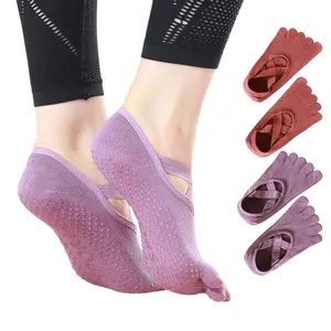 MKAS meias antiderrapantes para mulheres, meias antiderrapantes para ioga e pilates, meias de dedo do pé antiderrapante de cintura baixa