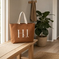 Sac fourre-tout en toile de coton avec logo personnalisé, 65x35cm, réutilisable, avec poignées en sangle plate et fond rigide, pour la vente en gros