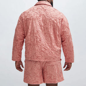 Giacca da Baseball da <span class=keywords><strong>Uomo</strong></span> XJYD di Alta Qualità con Ricamo Fight, Stile High Street Jacquard a Spirale in <span class=keywords><strong>Lino</strong></span> Rosa Taglio Boxy - Product Image 6