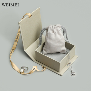 Sac d'emballage à cordon personnalisé WEIMEI avec logo imprimé, en coton mousseline naturel fin, pochette à bijoux - Product Image 4