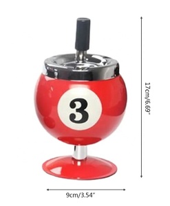 Boule de stockage créative en métal portable en forme de billard avec cendrier de table sur pied pour cendrier intérieur extérieur - Product Image 1
