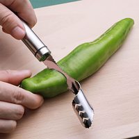 Roestvrijstalen jalapeño-peperontpitter met gekarteld blad, ergonomische handgreep, verwijdert zaden, fruit en groenten