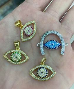 Tùy Chỉnh Bán Buôn Ác Màu Xanh Mắt Quyến Rũ Màu Ngọc Lam Men Zircon Pave Đôi Mắt Lớn Quyến Rũ Cho Vòng Cổ Vòng Đeo Tay Phụ Kiện - Product Image 4