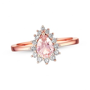 Anillo de Halo de Morganita de Lujo Exquisito con Envío Rápido, Anillo de Boda con Piedra Preciosa Rosa y Anillo de Compromiso de Morganita con Diamantes - Product Image 2