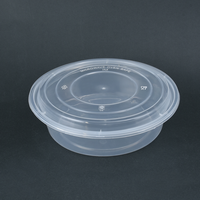 1500ML Transparent Rond Jetable En Plastique Alimentaire Déjeuner Emballage Partie Conteneur Boîte Bol Avec Couvercles