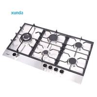 Estufa de Gas Empotrable Xunda de Alta Calidad, Acero Inoxidable, Cinco (5) Quemadores, para Cocina y Restaurante