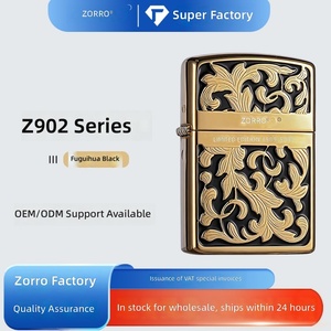 Accendino ZORRO/Zorro Z92177A in ottone nero con design floreale portafortuna, resistente al vento, di alta gamma, bestseller su TikTok e Kuaishou - Product Image 3