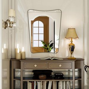 Specchio da Bagno Curvo in Bronzo, Design Moderno, Spessore 4mm, Fatto a Mano, Nuovo Specchio Decorativo da Parete a Forma di Scudo Classico Hope - Product Image 5