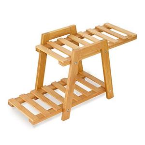 2 Katlı Ayaklı Çok Amaçlı Balkon Bambu Malzeme Saksılık - Product Image 3