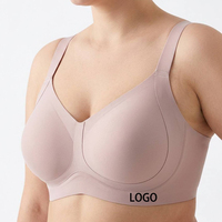 Sujetador sin costuras SHANGBINI Dusty Rose, talla grande, copas moldeadas, sin aros, escote en V profundo, suave, cobertura completa, tipo bralette.
