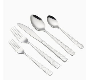 DFU233 Couverts vintage en acier inoxydable à manche martelé, couteau de table, couteau à steak, fourchettes de table, fourchettes à dessert, personnalisables - Product Image 2