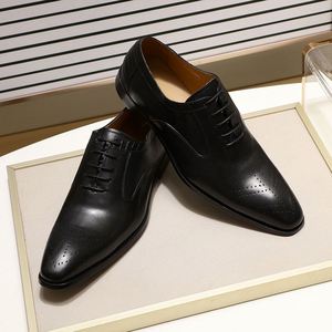 High-quality Classic Full-grain Oxford Leather Men's Lace-up Handcrafted Formal Business <b>Shoes</b> Square Toe Breathable <b>Height</b> - Product Image 5