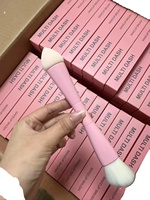 Pinceau de maquillage rose personnalisable, design intégré, pour fard à paupières et blush, compatible végétalien, facile à transporter, outil de voyage portable