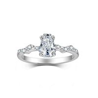 Anillo de Moissanita NOVA en Forma de Ataúd, Plata de Ley S925 con Baño de Rodio, Engaste de Garras, Estilo Lujoso para Mujer