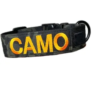 Custom Embroidery Logo Adjustable Heavy Duty Nylon Neoprene Padded Dog Pet Collar